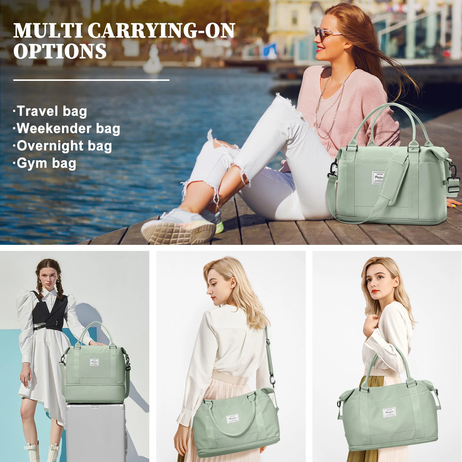 Large capacity womens portable travel bag fitness short business trip luggage can be set pull rod waiting for delivery storage 250605