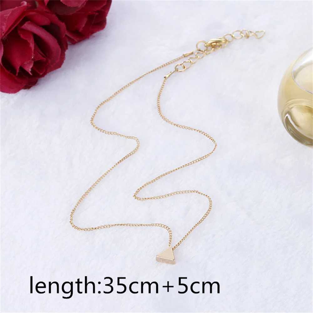Fashion Gold Color Cute Love Heart Triangle Round Design Pendant Necklace For Women Exquisite Gift Wholesale Dropshipping XJ250604