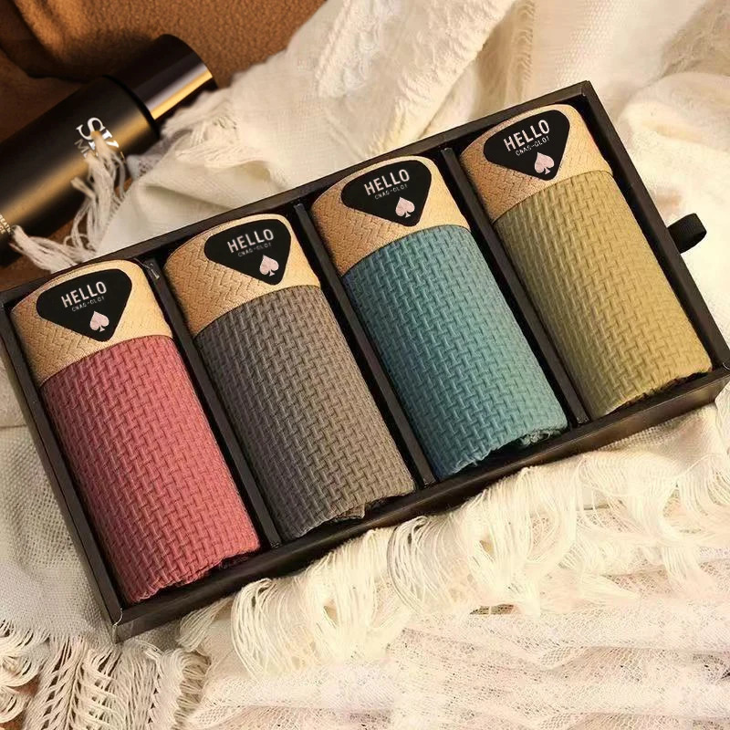 4pcs Boxer Shorts Mens Ice Silk Underwear Cool Thin Underpants Breathable Sexy Panties U Convex Lingerie Plus Size L-6XL 250605