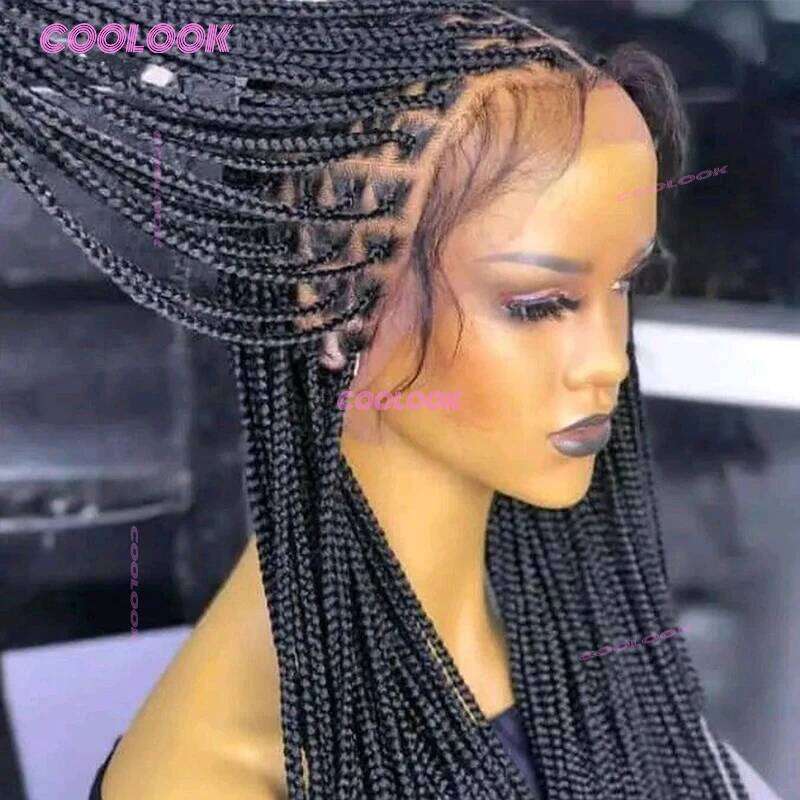 Cornrow Lace Synthetic For Black Women Knotless Box Braids Hair Twist Braid Wig Classic Braided Wigs