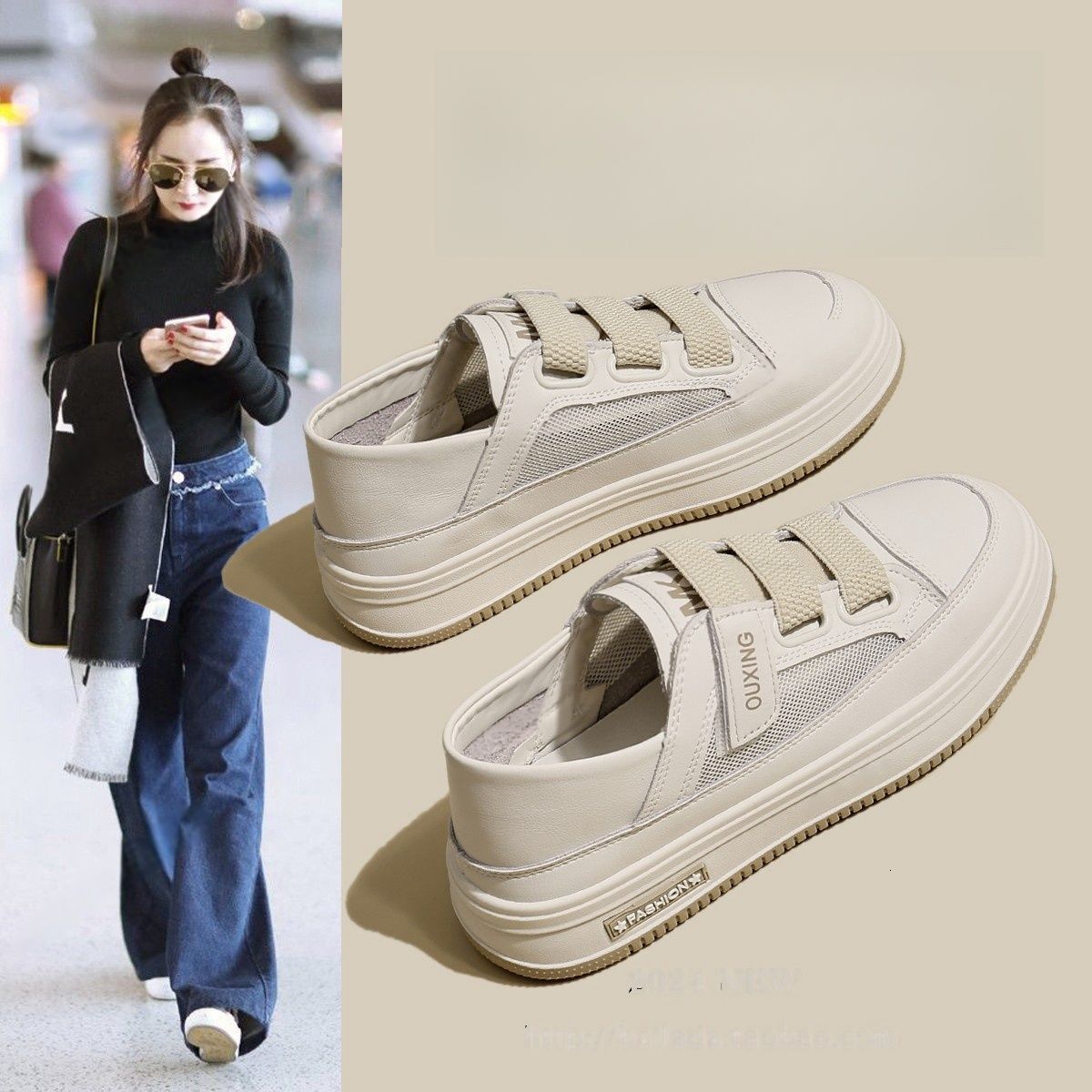 Mesh White Sneakers for Women, Thin and Versatile, Breathable Thick-Soled Mesh Shoes, New Summer 2025 Ins Style