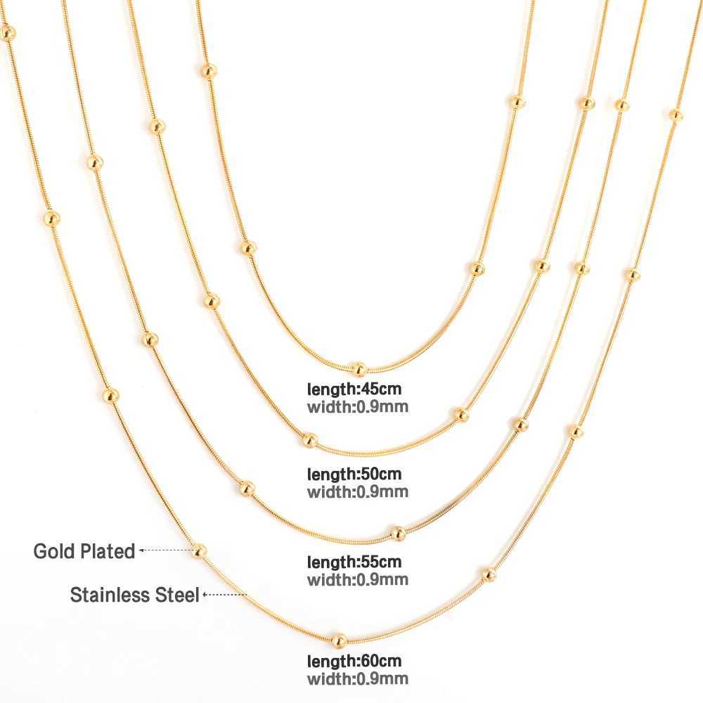 5Pcs Gold-Plated Beads Clavicle Chain Necklace Set for Women Simple Elegant Versatile High-End Light Jewelry Accessory XJ250604