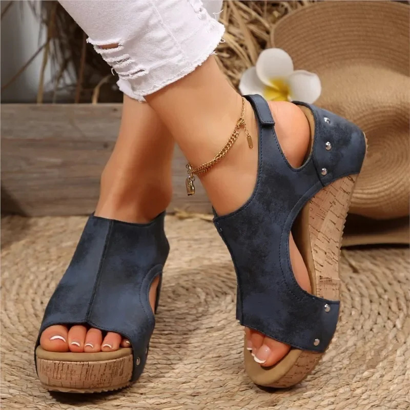 Sandals Shoes Women Summer Soft Shoe Slides Womens Wedge Woman Platform Heels Slippers Footwear 250605