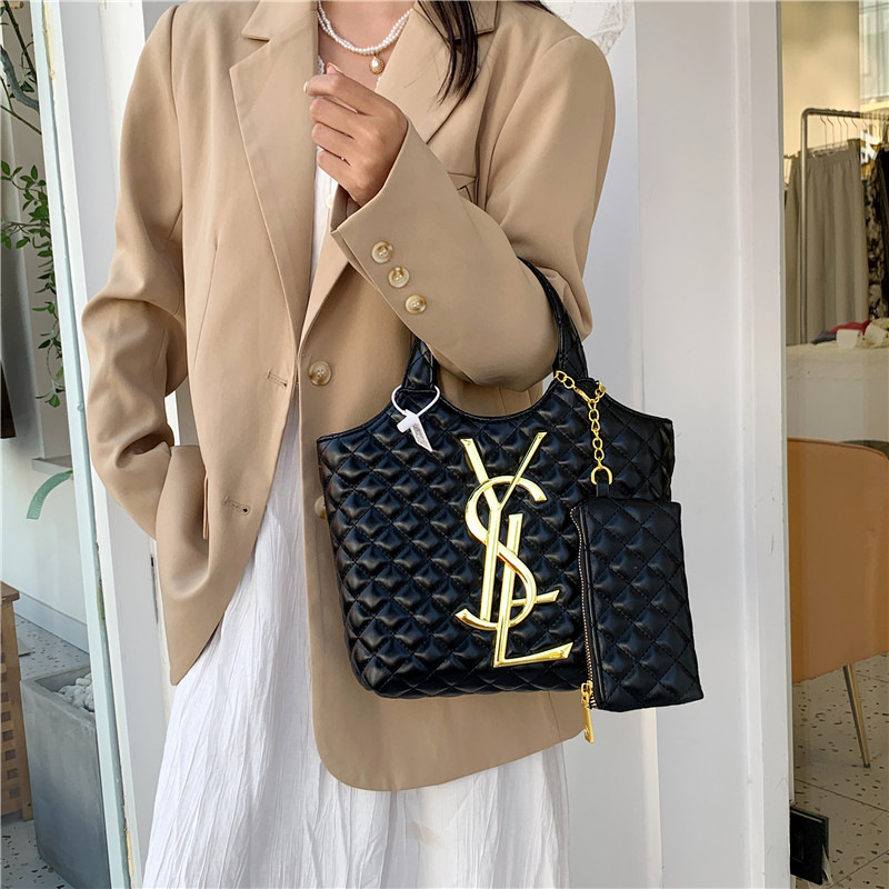 Women's 2025 Tote Bag - Large Capacity Stylish Shoulder and Crossbody Bag Fashionable Rhombus Design for Spring and Summer Commuting