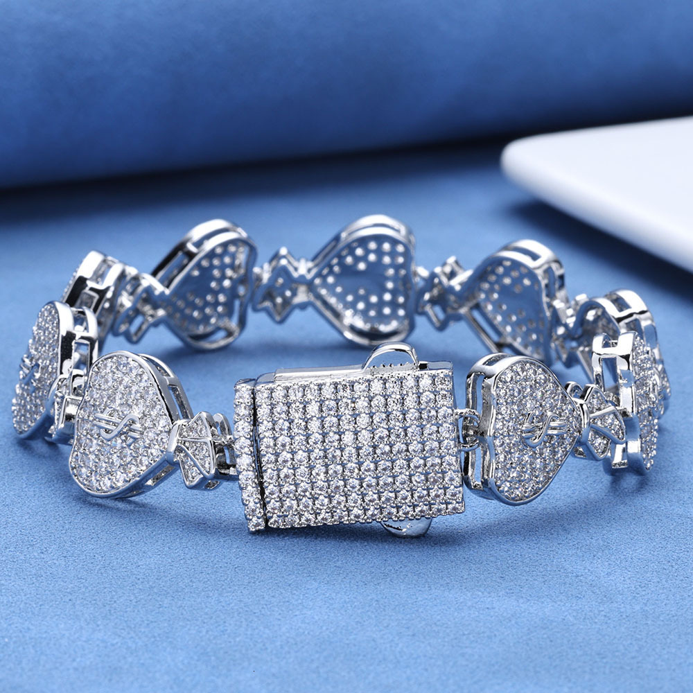 Hip hop 15mm USD Money Bag Cuban Bracelet Accessories Trendy Moissanite Mens Bracelet Accessories
