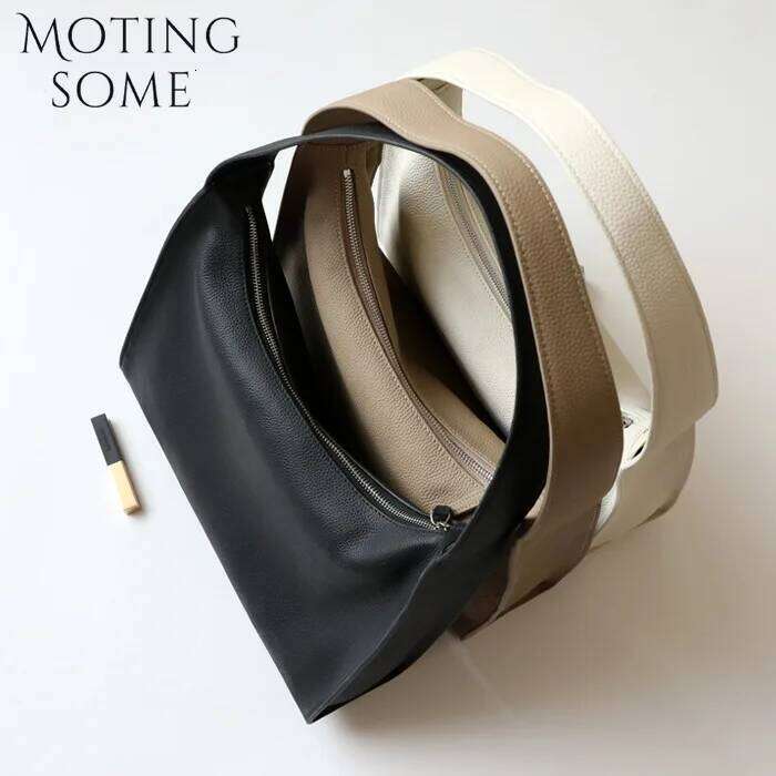 Motingsome Minimalism Cow Soft Leather Underarm Shoulder Hobos Bags Cowhide Pouch Daily Purses 2024 New