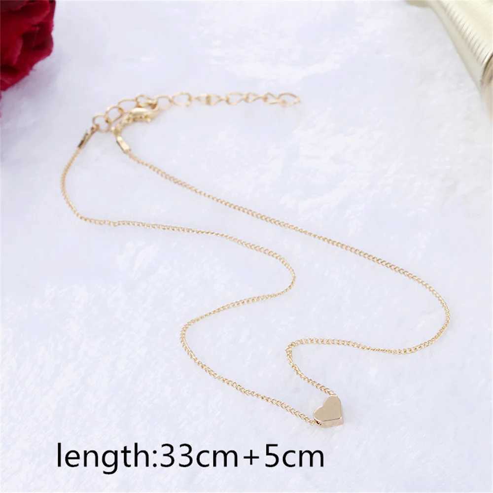 Fashion Gold Color Cute Love Heart Triangle Round Design Pendant Necklace For Women Exquisite Gift Wholesale Dropshipping XJ250604