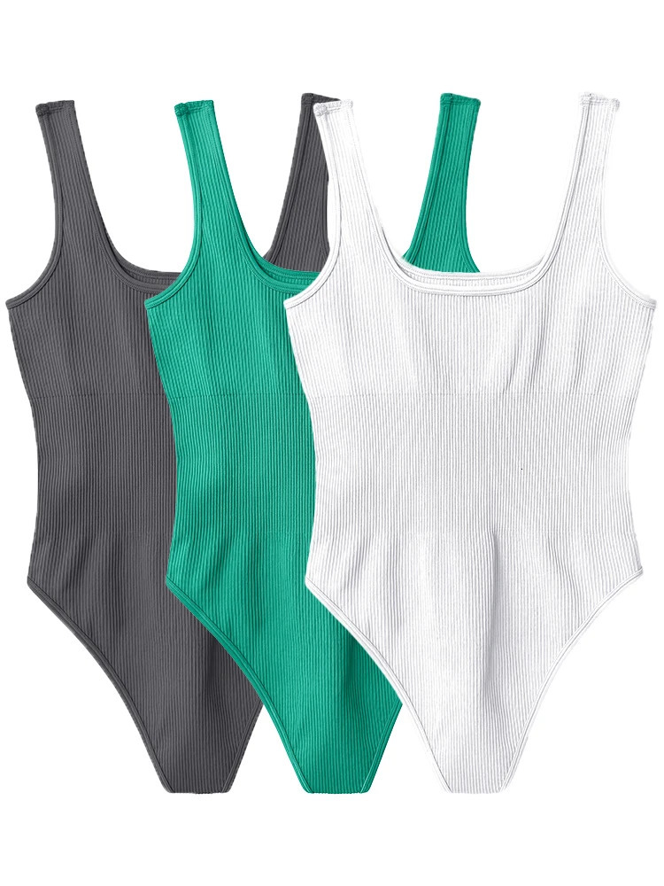 Trend Solid Color Womens Bodysuit Sexy Sleeveless Tank Top Body Shaping Clothing Yoga Gym Workout One Piece Bodysuit 250604