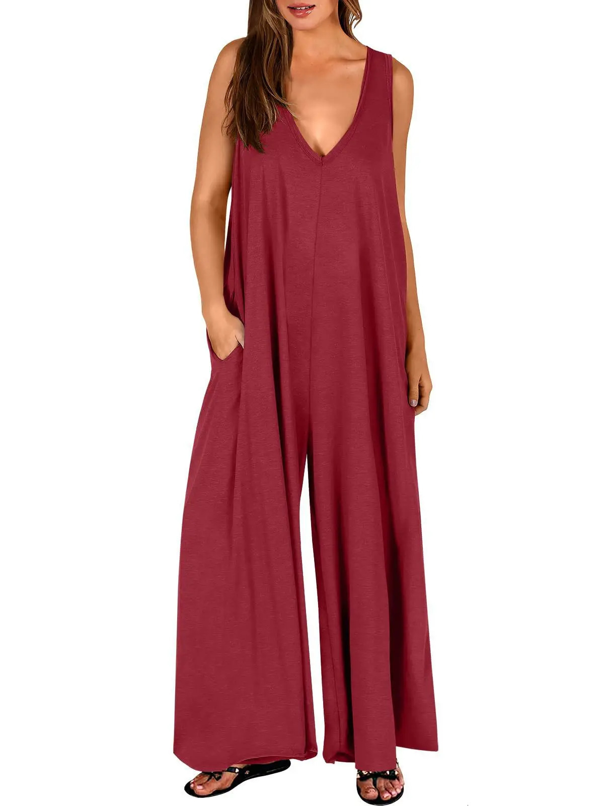 Summer Fresh Casual Womens Pocket jumpsuit Thin Womens jumpsuit 250605