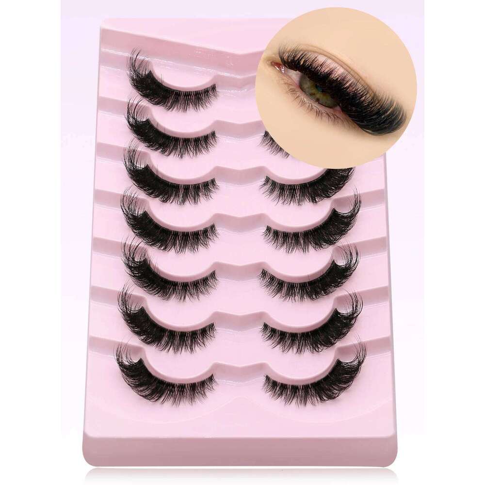 GROINNEYA Cat Natural long Clear Band Lashes Winged End Eye Elongated Faux Mink Eyelashes Makeup free shipping