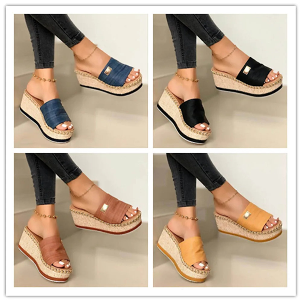Womens High Heels Sandal Thick Bottom Casual Shoes Ladies Leisure Summer Wedges Sandals Woman Women Platform Mules Slipper 250605
