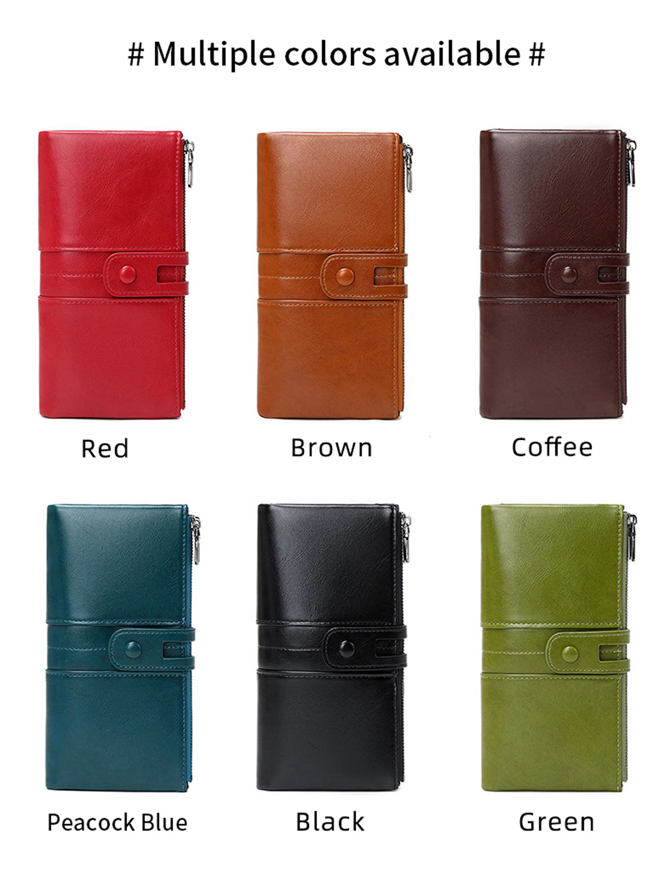 selling RFID womens long wallet PU leather handbag with multiple card slots coin zipper mobile 250605