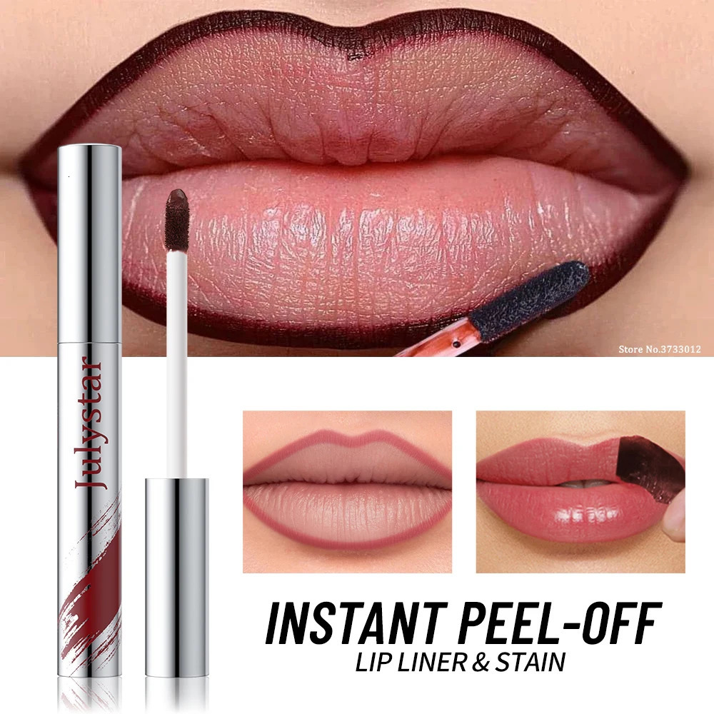 With Tweezers Instant Peel-off Lip Liner Stain Tattoo Lip Gloss Waterproof Tear-off Matte Lips Tint Red Brown Contour Stain 250605