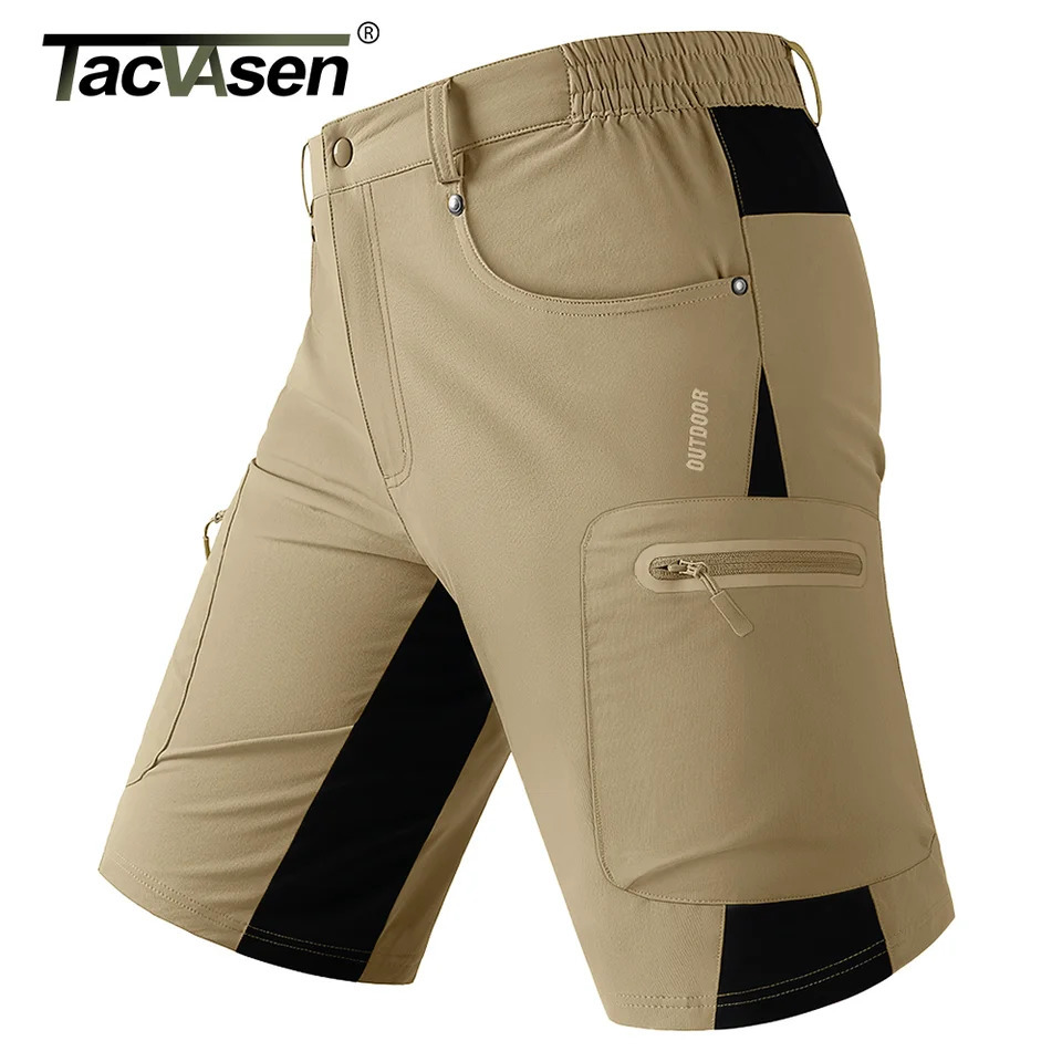 TACVASEN Quick Dry Cargo Shorts Mens Lightweight Work Cargo Shorts Multi Pockets Waterproof Outdoor Hiking Fishing Shorts Male 250529