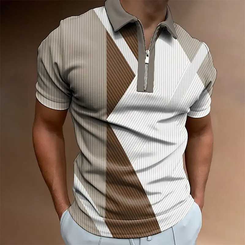 Mens Zipper Polo Shirts 3d Printed Man Lapel Shirts Everyday Male Casual Short Sleeve Tees Top Oversized Button Clothing 5xlXJ250605