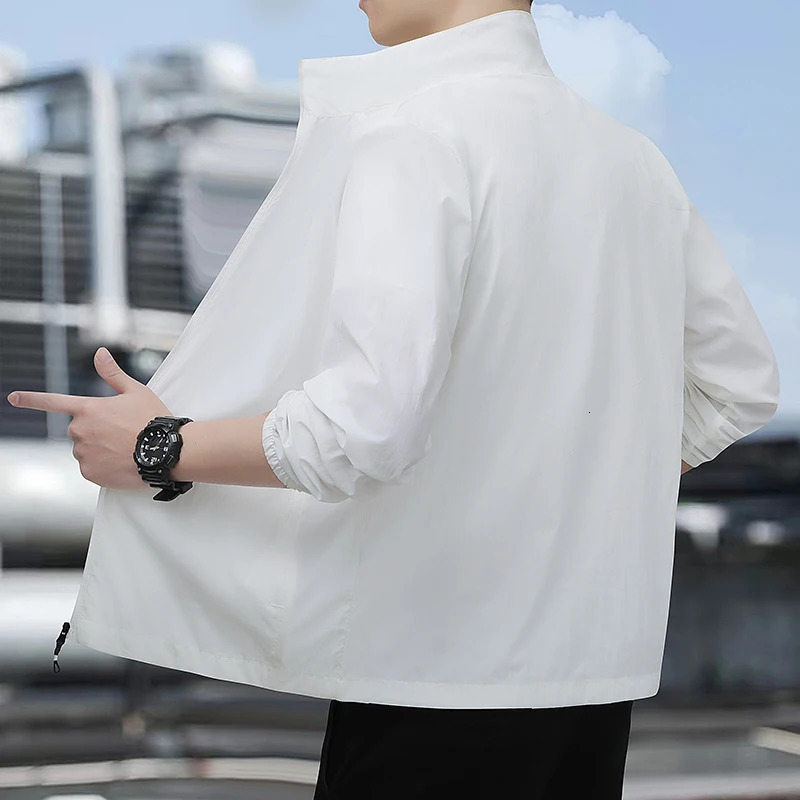 Sunscreen jacket for men in summer ultra-thin loose breathable skin jacket casual stand up collar jacket outdoor fishing qu 250605