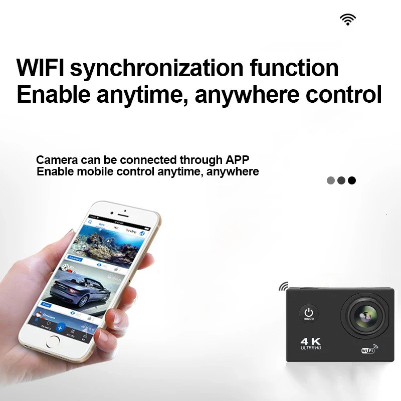 Ultra HD 4K Action Camera 1080P30FPS 20 inch Screen WiFi Remote Control Mini Cameras Waterproof DV Helmet Go Sport Pro 250526