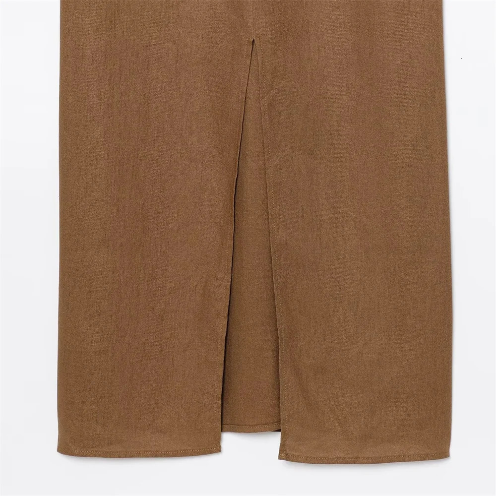 UNIZERA Womens Summer Product Fashionable and Sexy Buckle Decoration Midi Hanging Neck Collar Bareback Dress Long Skirt 250604