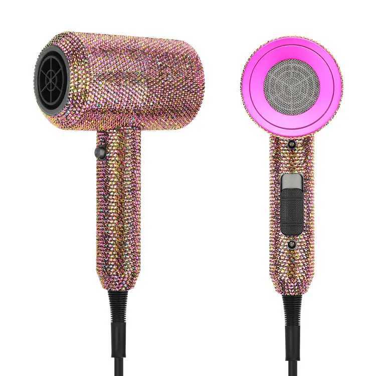 Bling Hair Dryer with Rhinestones Professional Diamond Ionic Hair Dryer for Hotel Outdoor Travel XJ250605