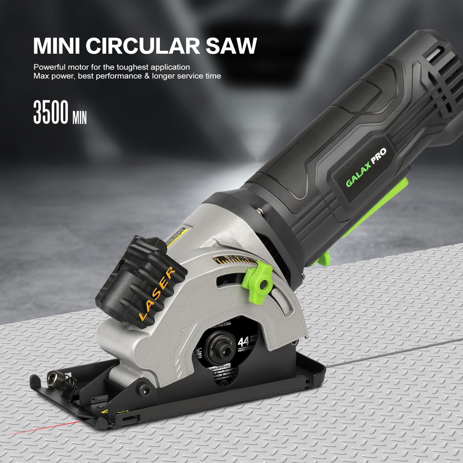 GALAX PRO Mini Circular Saw, 480W 3500 RPM Maximum Cutting Depth of 28.5mm Three Pieces of 85mm Saw Blades with Laser Guide Rails Suitable for Wood PV