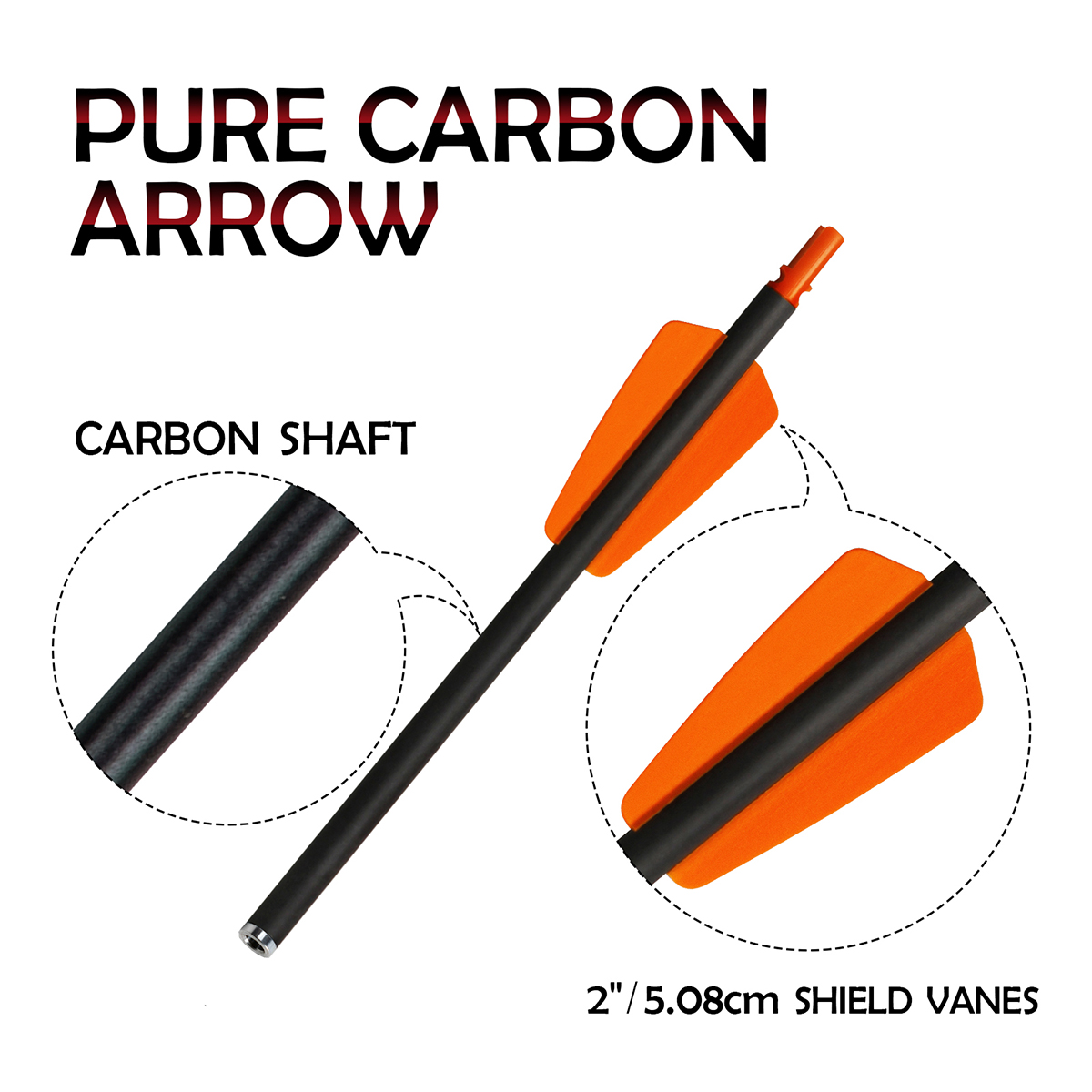 Crossbow Bolts 7.5 inch Hunting Arrows without Arrowheads 12 Pcs Carbon Crossbow Arrows Half-Moon Nocks Archery Arrows