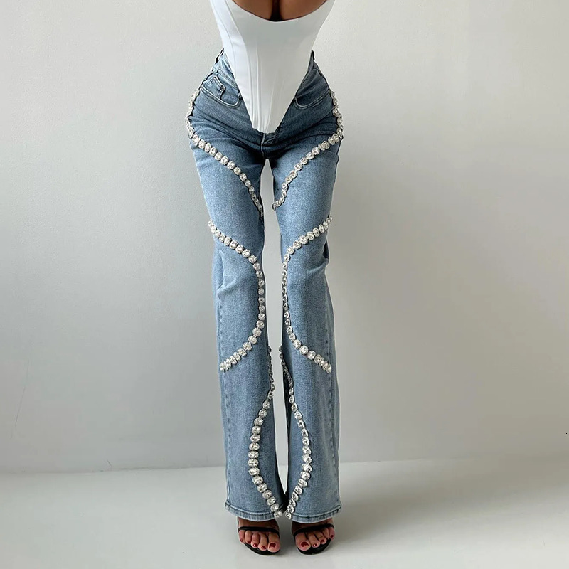 2025 New Women's Pants New Fashionable and Personalized Women's Jeans 2025 Spring New Fashionable Circular Diamond Patch Designer Straight l