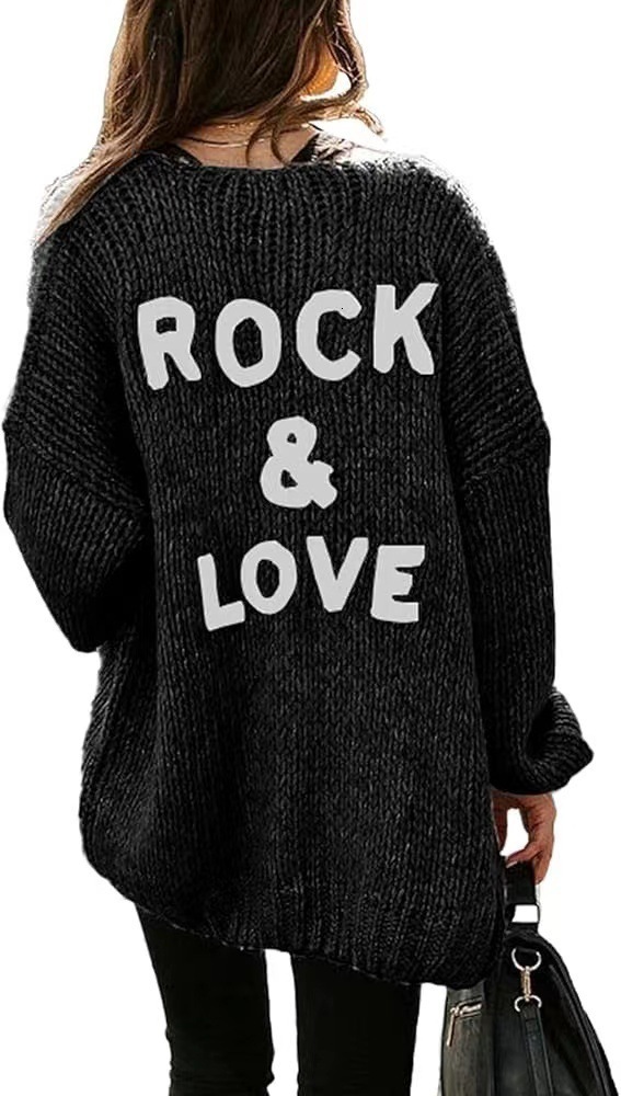 Womens Long Knit Cardigan Sweater Coat No Buttons Loose Fit Outerwear Sweater Top 220923