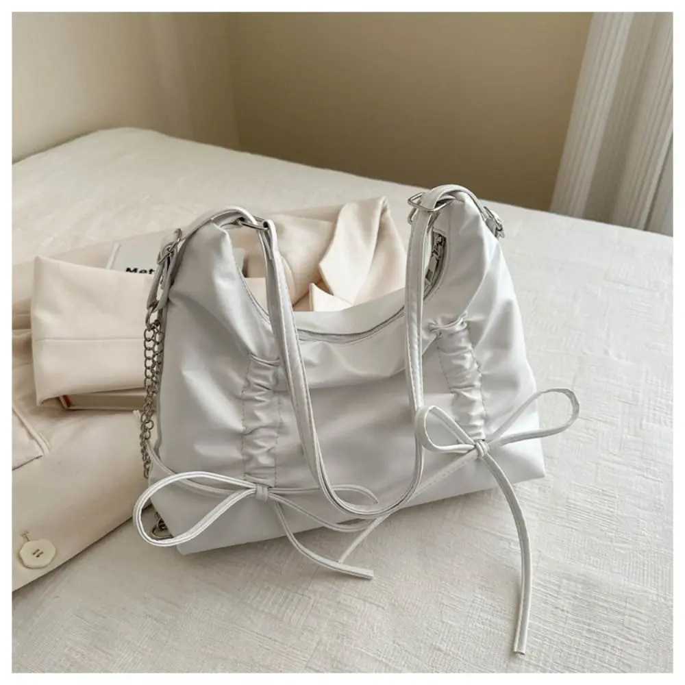PU Womens Shoulder Bag Fi Backpack Simple Sweet Tote Bag Drawstring Bow Design Crossbody Bag XJ250605
