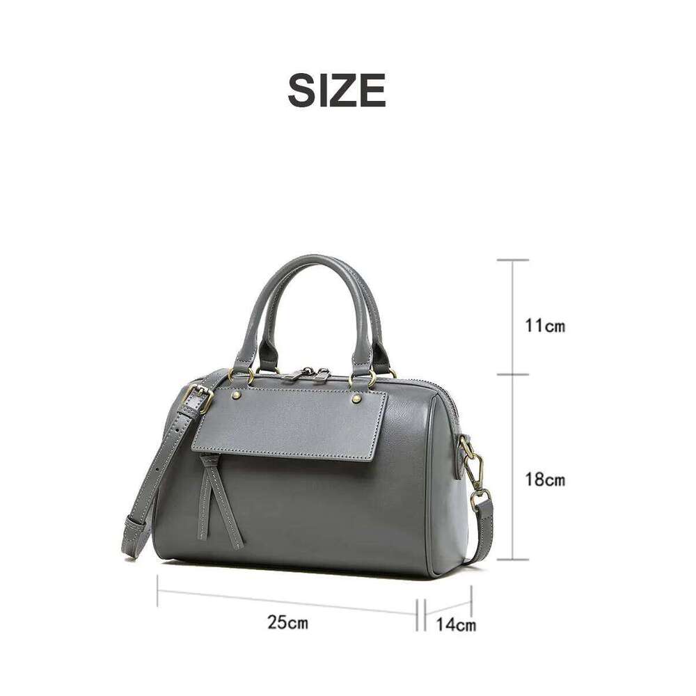 New Genuine Leather Boston Pillow Bag, Fashionable Casual Handbag, Cowhide Single Shoulder Crossbody Women's Bag 2025/06/05