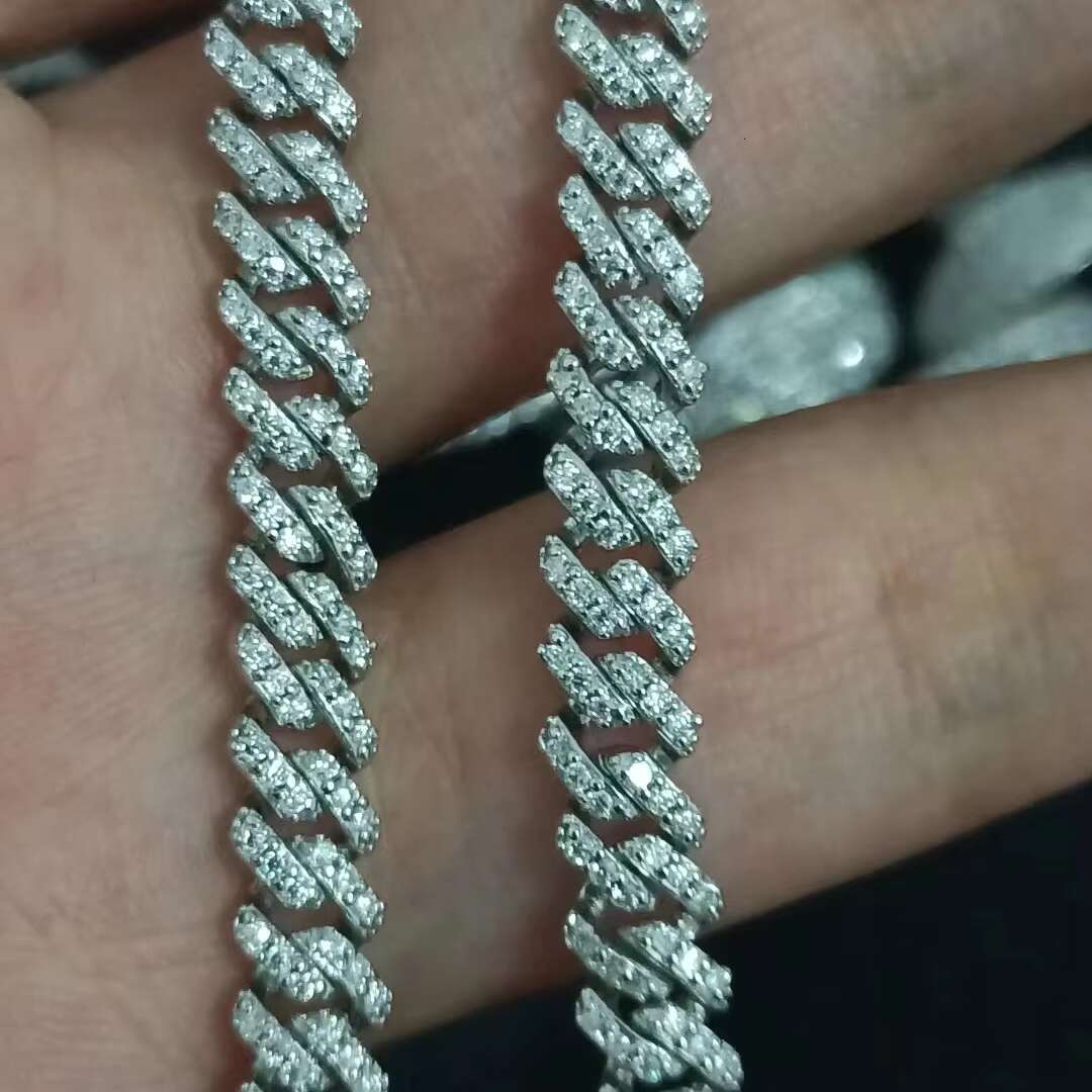 Best Selling S925 Silver D VVS1 Moissanite Diamond 5MM One Row Hip Hop Cuban Link Chain Necklace
