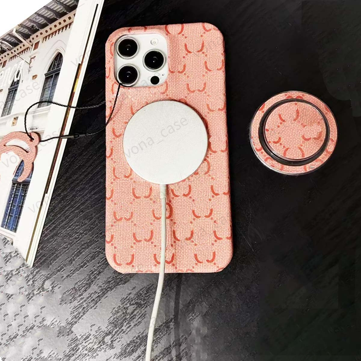 Luxury Phone Case for iPhone 16 Pro Max Magsafe, Designer iPhone Case with Bracket 15 14 13 for Women Men Anti-drop Shockproof Cover Magnetic Case with Kickstand