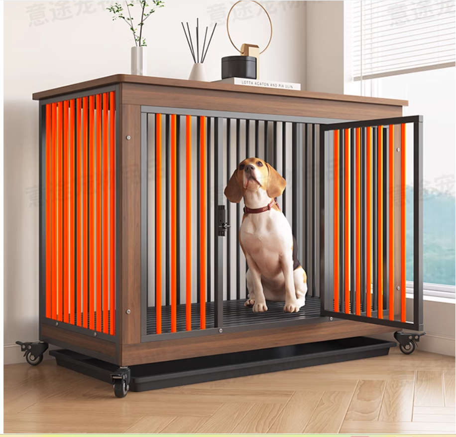 Luxurious Wooden Pet Kennel: Spacious Dog Cage with Built-In Toilet Suitable for Larger Breeds