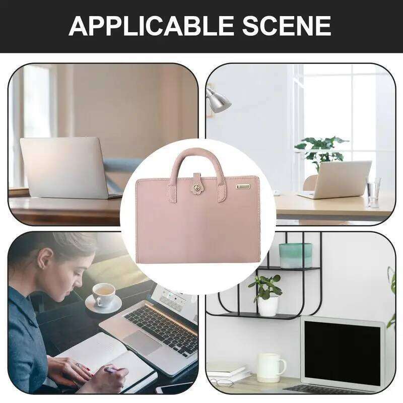 Women's Bags Designer Sleeve Pink PU Leather Laptop Bag With Handle Waterproof Notebook Carrying Case Computer Accessory For Work Travel
