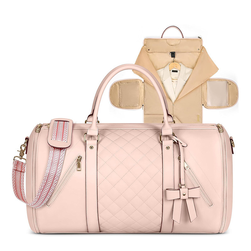 New Women's Travel Leather Convertible Duffel with Shoe Pocket Carry-on Clothing Bag