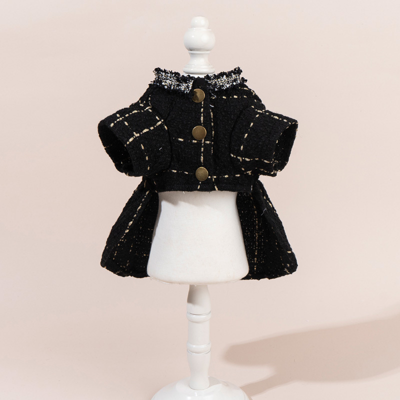 Tweed Princess Dog Apparel Dress Girl Cute Pet Clothes Outfit Small Dogs Costume Dresses with Bow Tie Collar for Small Dogs Cat Girl Teacup Yorkie Chi
