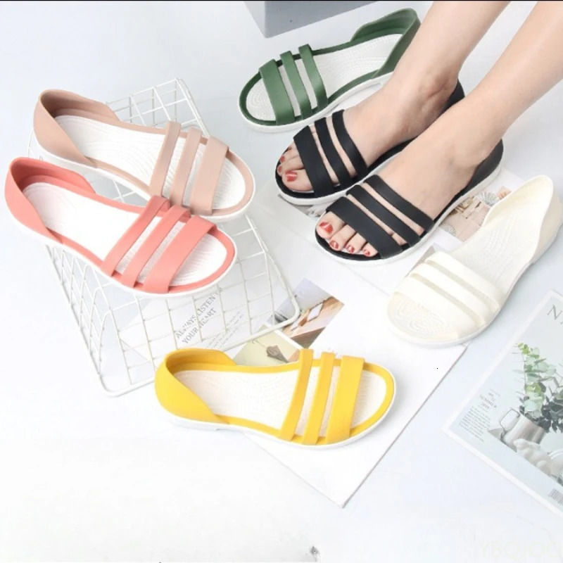 For Women Summer Flats Candy Color Casual Beach Outdoor Female Ladies Jelly Slippers Fashion OpenToed Slides Shoes 250605