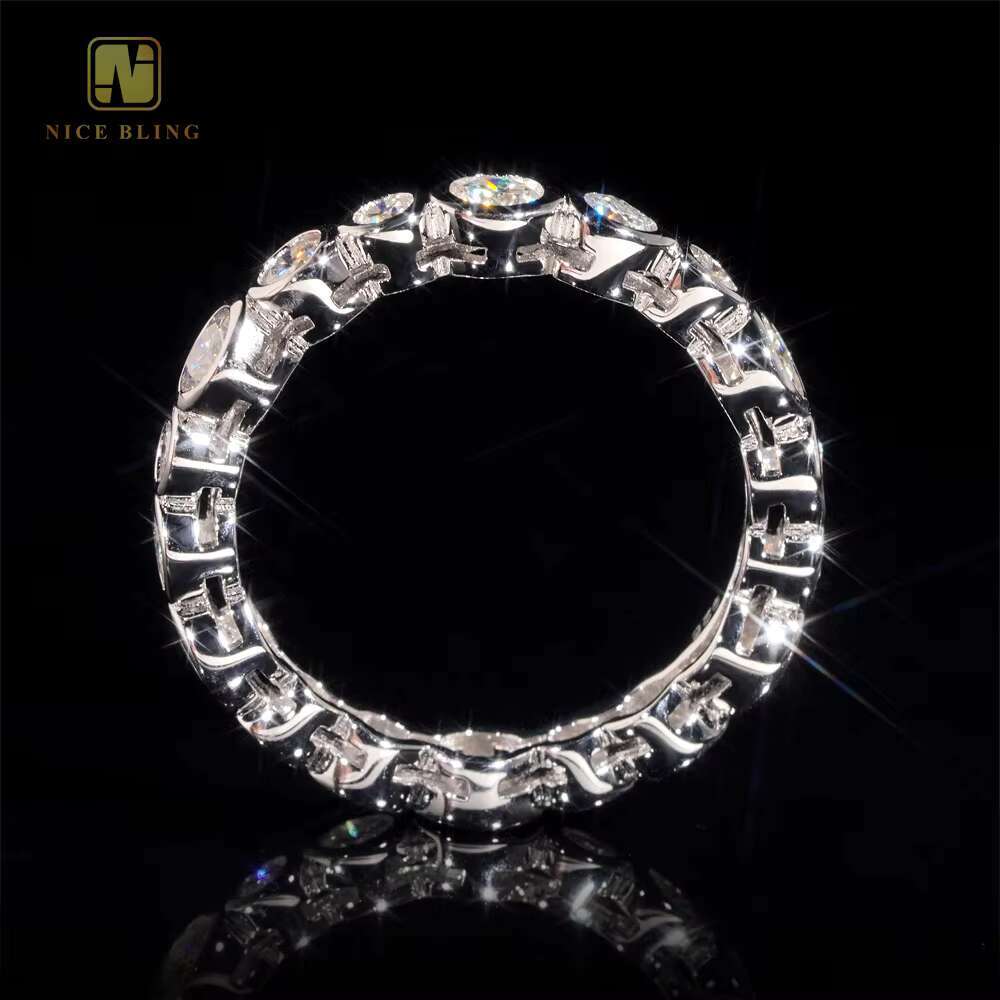 Fine Jewelry Rings S925 Silver Bezel Radiant Cut VVS Moissanite Ring Women Finger Rings Wedding Engagement