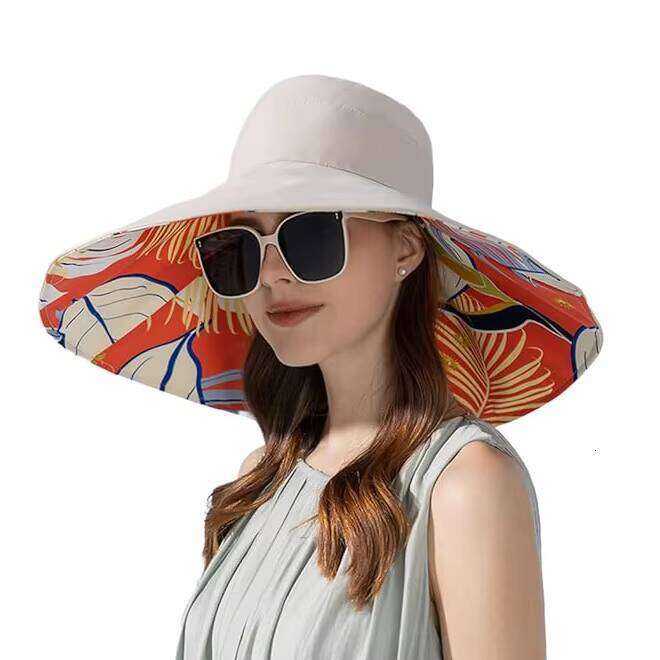 Super Wide Brim Sun Hat for Women UV Protection Summer Beach Reversible Double Side Wear Bucket Cap