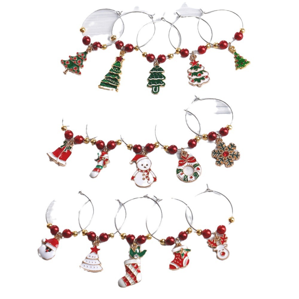 15pcs/set Romantic Christmas Element High-Heeled Cup Alloy Pendants Christmas Decorative Hanging Accessories