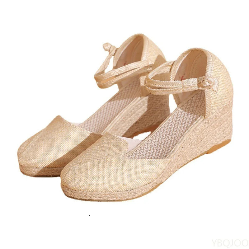 Women Fashion Platform Wedge Sandals Versatile Braided Buckle Breathable Elegant minimalist HighHeeled Shoes 250605