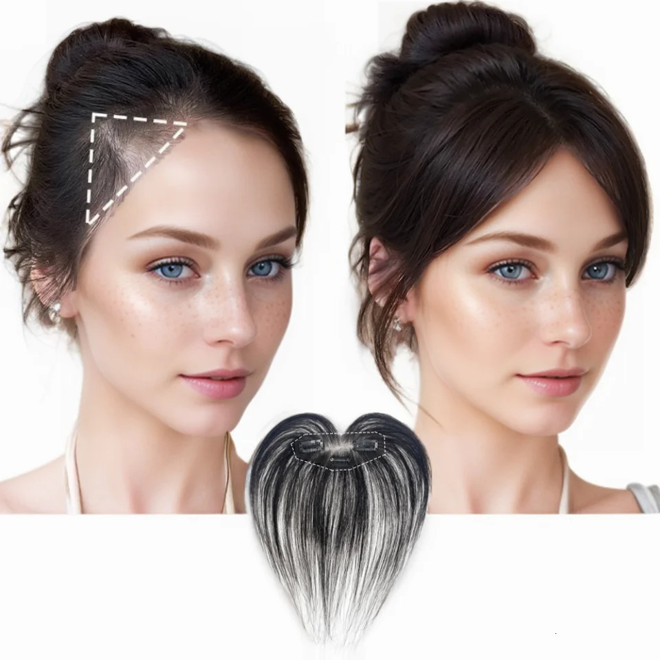 Upgraded Invisible Human Hair Bangs For Girl Clips on Fringe Hairpiece Swiss Lace Temple Hair Natural Fake Bangs with Real Hair 250529