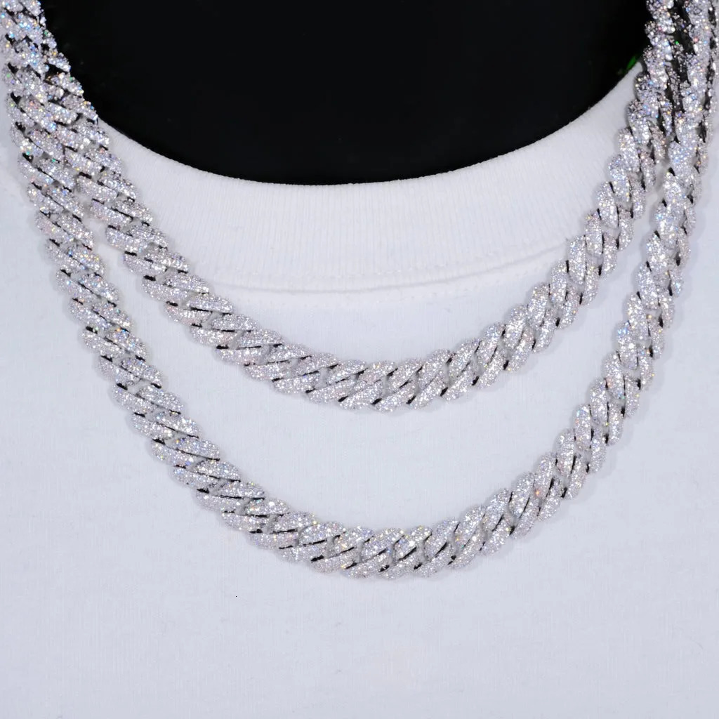 10mm Diamond Cuban Link Chain White Gold18K Gold Plated Bling 5A CZ Necklace Rapper Hip Hop Jewelry for Men and Women 250604