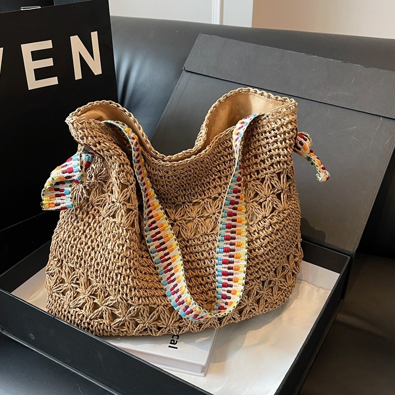 Lazy style straw bag women's autumn new multifunctional shoulder bag beach vacation bag designer women's crossbody bag