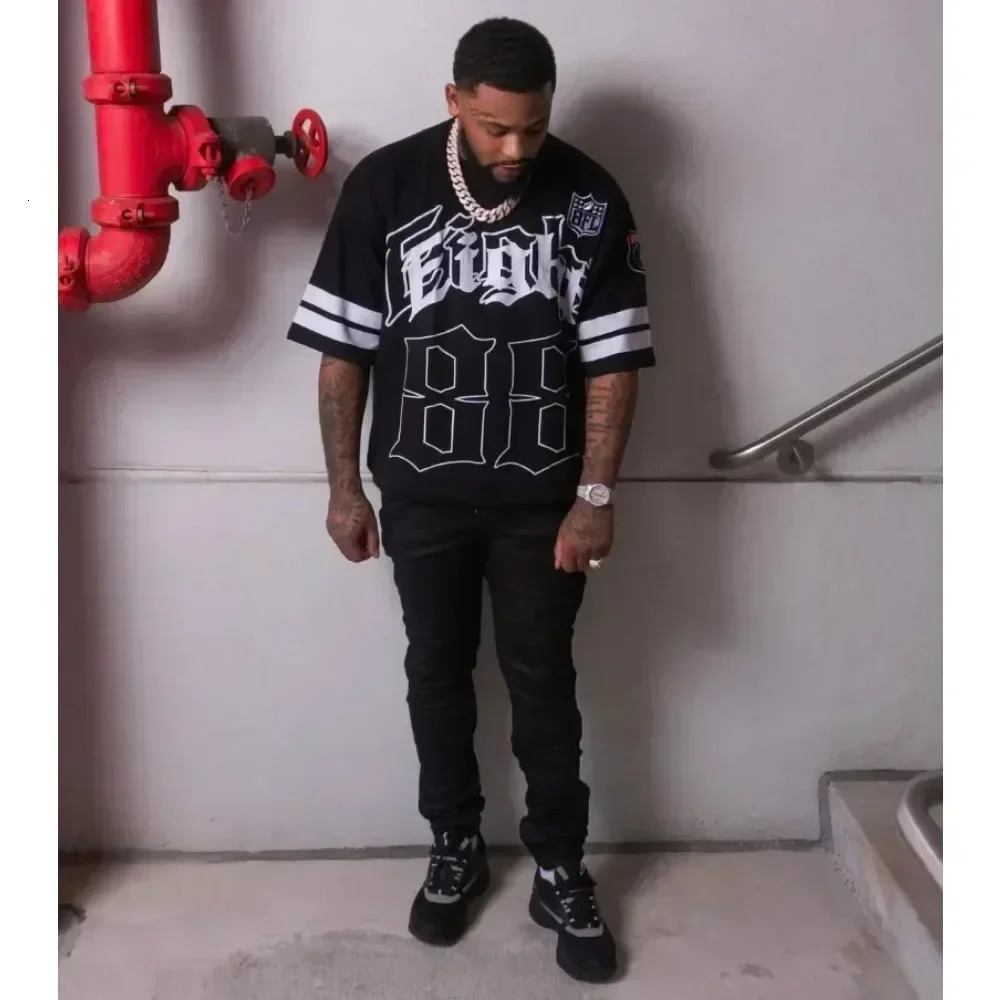 American High Street Fashion Clothing Vintage Letter 3D Printing Loose Men Short Sleeved Tshirt Y2k Round Neck T-shirt Top 250604