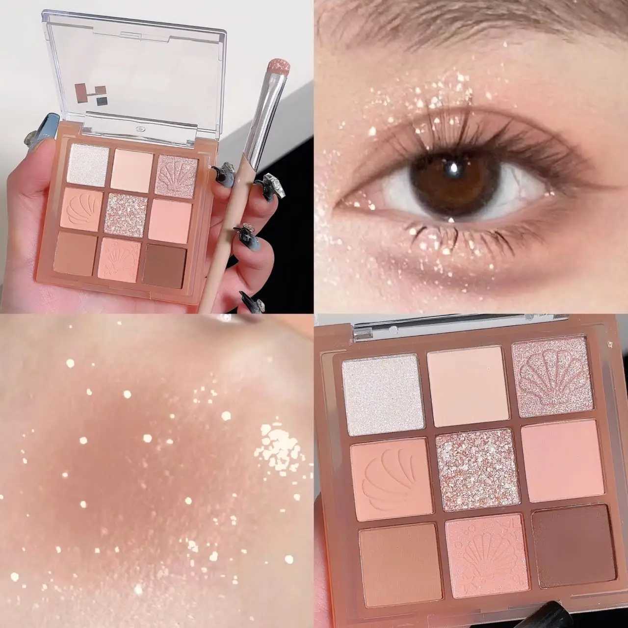 DIKALU New Shell Nine Color Eyeshadow Palette Powder Purple Low Saturation Earth Blush High Light Lying Silkworm Brightening Compr W250605