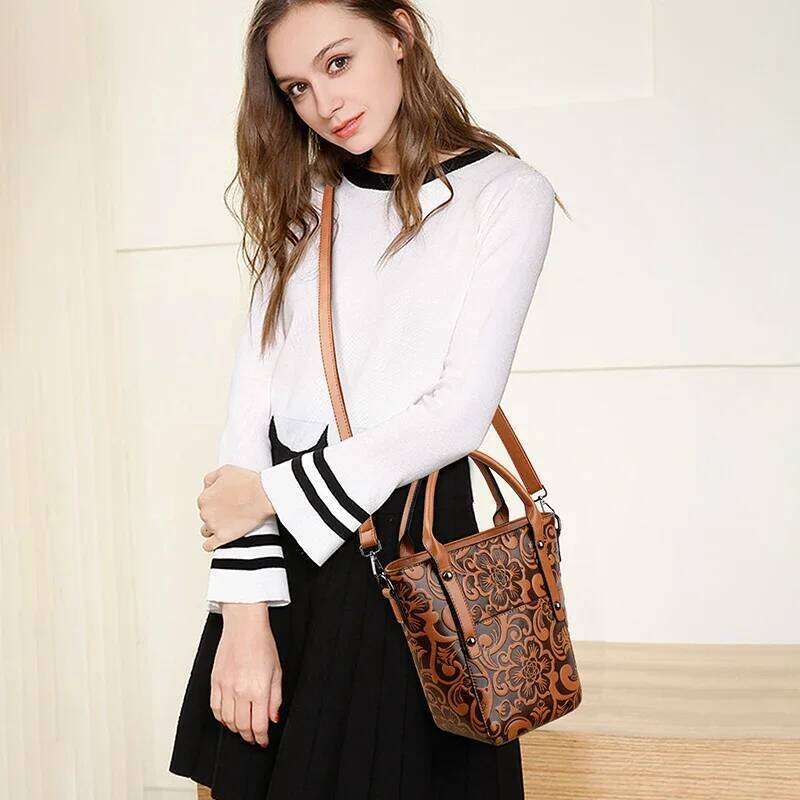 Designer Handbag Women Retro Crossbody Classic Bucket Shoulder Bag 3D Emed Printed Small Pocket Brands Sac