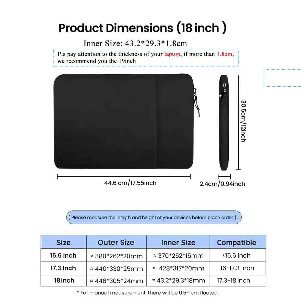 Cdisplay Laptop Sleeve Bag Case 18 17 15.6 Inch PC Cover For macbook Air 13 Case for Lenovo Asus HP Dell portable laptop Handbag 250603