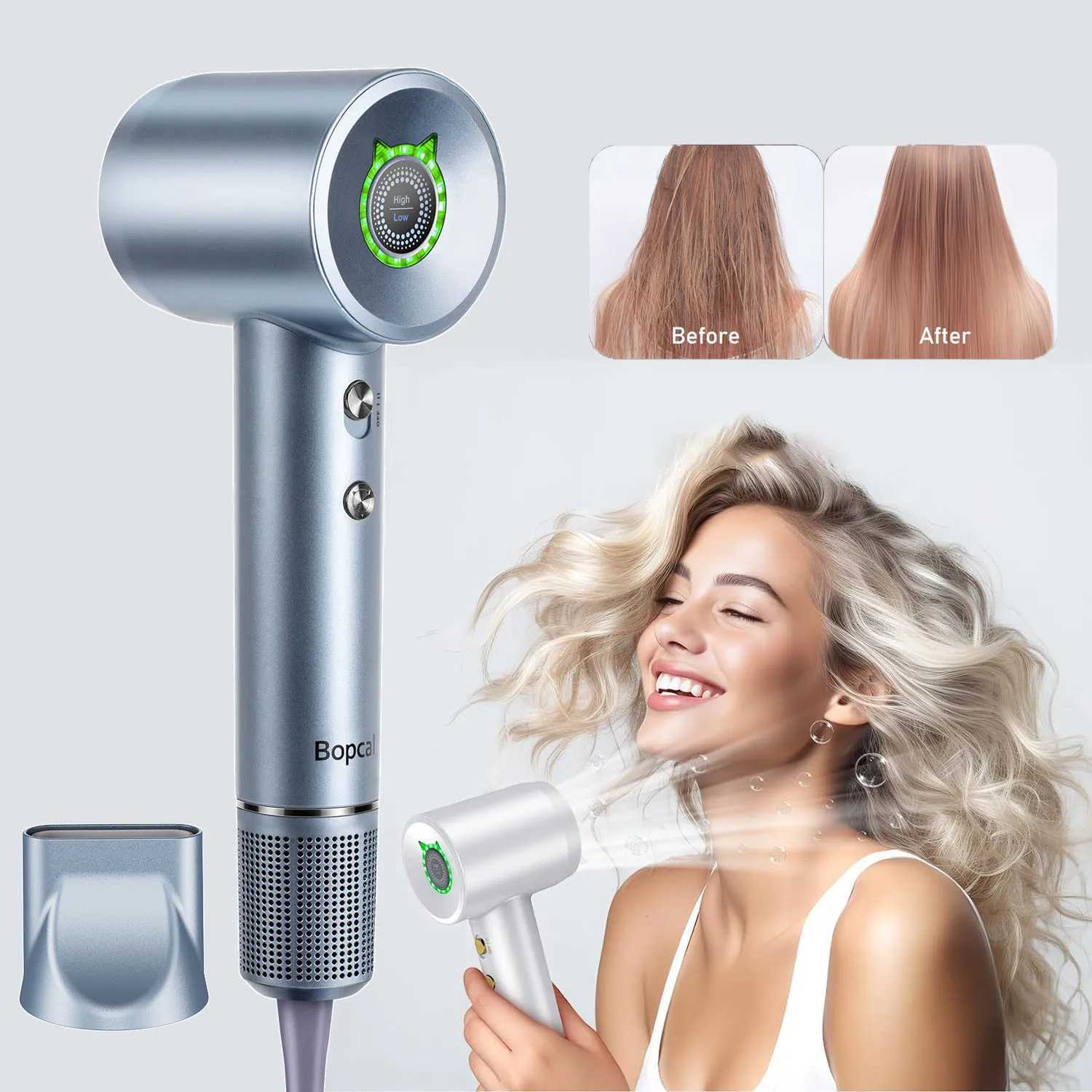 Bopcal Professional High Speed Hair Dryer 110000 RPM Brushless Cold Hot blower Silent Touch Screen Hair Dryer For Home Hair Salon XJ250605