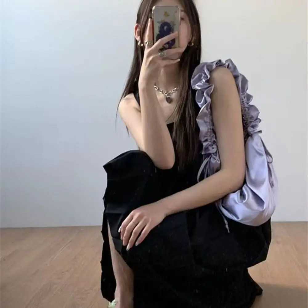 Silk Satin Oxford Handbag New Big Soft Shoulder Side Bag Fold Underarm Bag for Women XJ250605