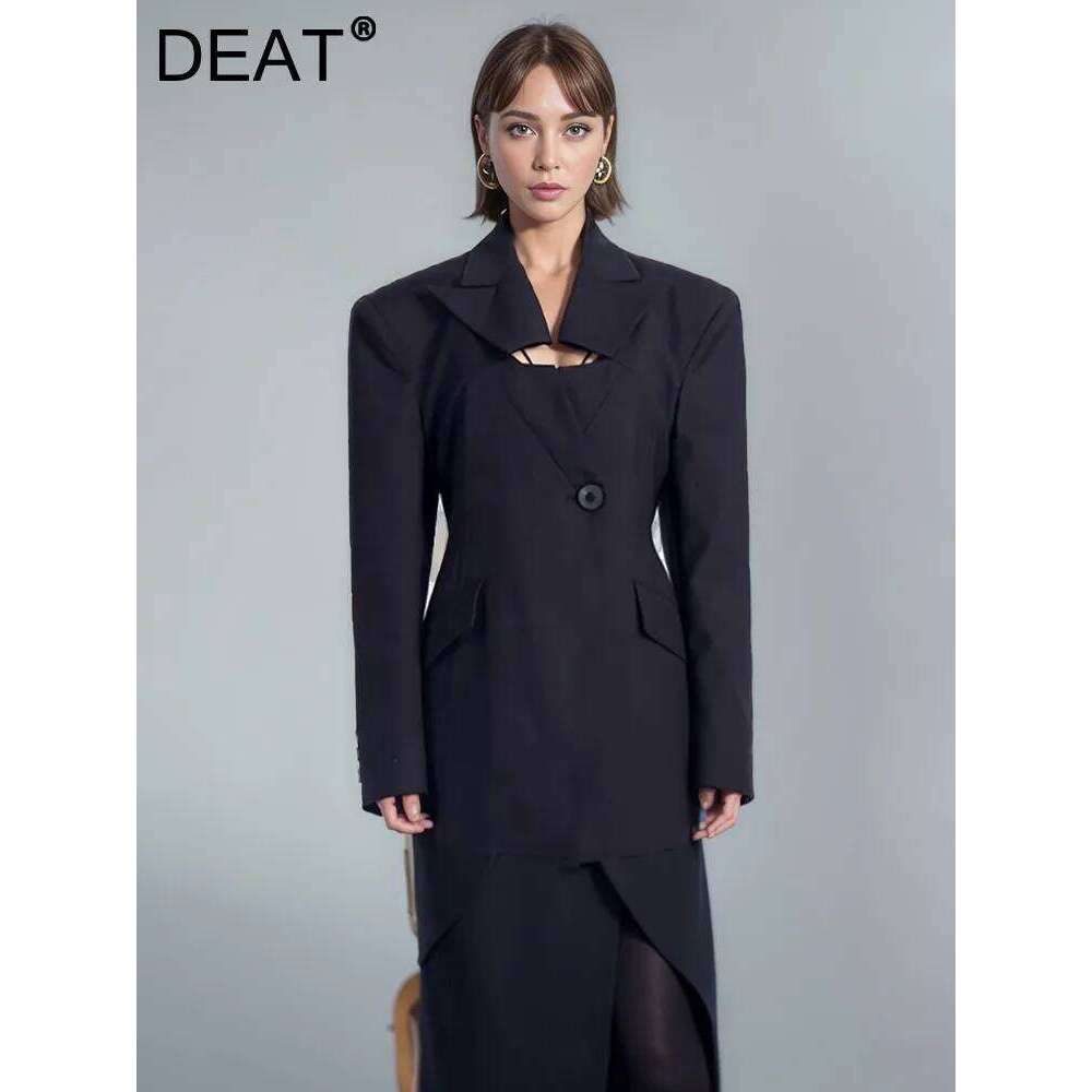 Coats Designer Women DEAT Fashion Women's Blazer Cut Out Deconstruction Notched Collar Single Button Long Sleeve Suit Jackets Summer 2024 New Cpd